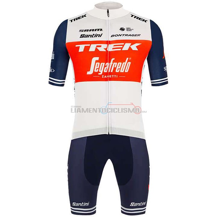 Abbigliamento Ciclismo Trek Segafredo Manica Corta 2020 Bianco Scuro Blu